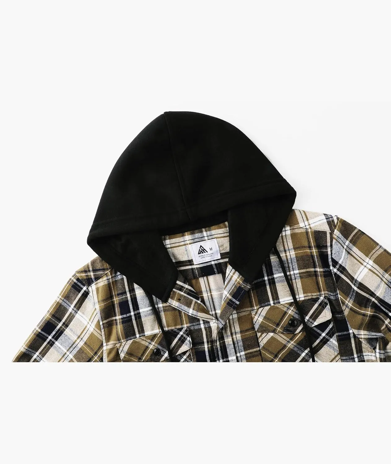 ZITY Men's Flannel Hoodie Shirts Casual Button Down Plaid Shirt Jackets for Men Long Sleeve Stylish Hooded with Pocket
