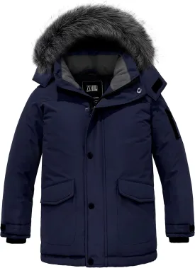 ZSHOW Boys' Warm Winter Coat Waterproof Parka Hooded Puffer Jacket